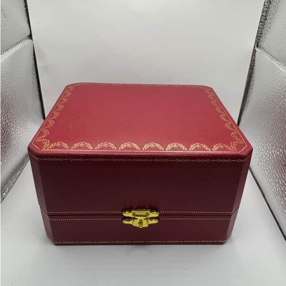 Cartier Red Jewelry Box with Gold Accents